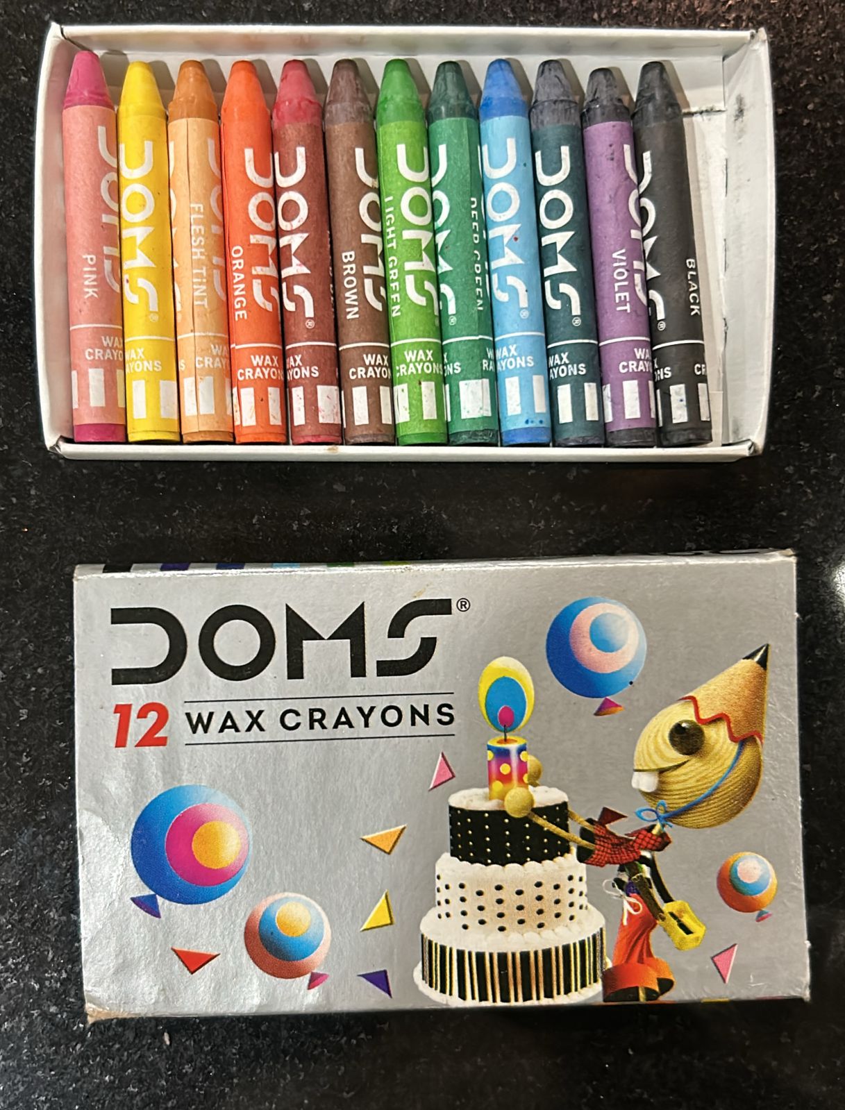 Doms  12 colour wax crayons
