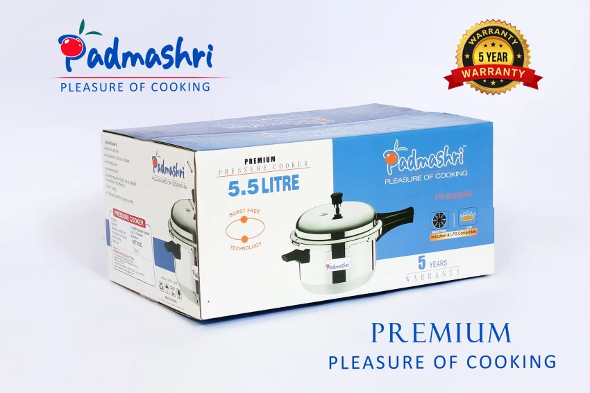 Padmashri Apple Induction base cooker 5lt / பத்மஸ்ரீ எவர் சில்வர் இண்டக்சன் குக்கர் 5lt